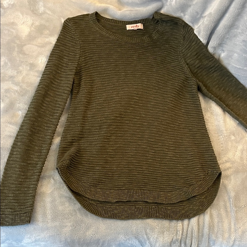 Roxy Olive Green Ribbed Crew Neck Sweater